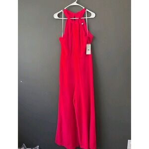 NEW Julia Jordan Women's Size 14 Red Halter Jumpsuit Wide Leg One Piece‎ NWT